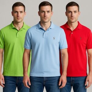 3 Polo Ralph Lauren Pima Cotton Polos | Size L | Red, Green, Blue